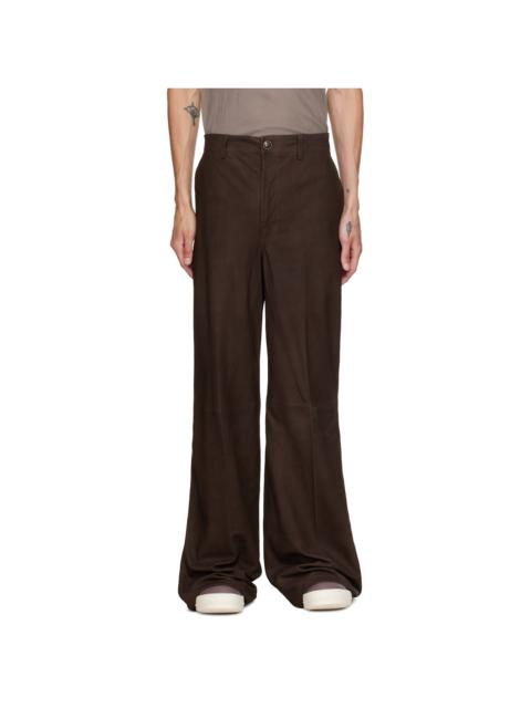 Rick Owens Brown Leather Work Pants