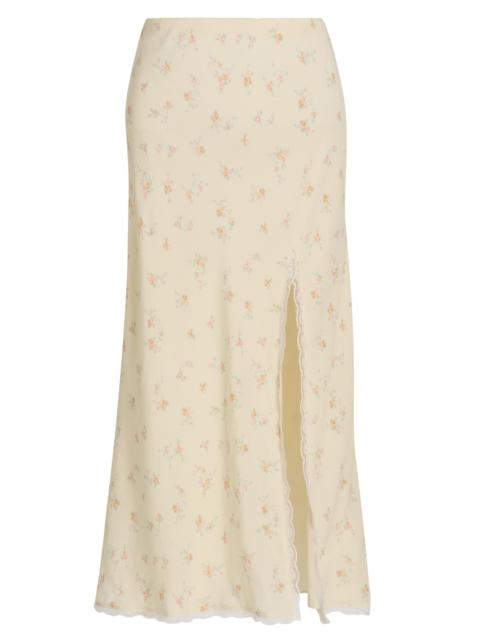 LoveShackFancy Women's Silvia Floral Slit Midi-Skirt - Lemon Haze