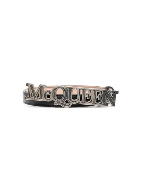 Alexander McQueen logo-plaque leather belt