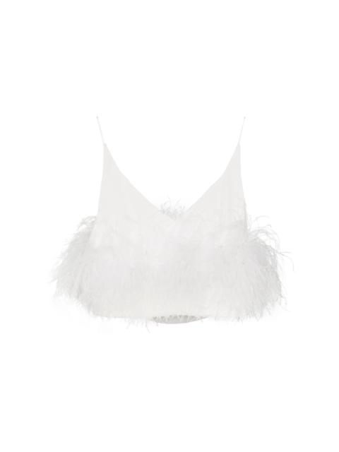 16ARLINGTON Poppy feather-trim top