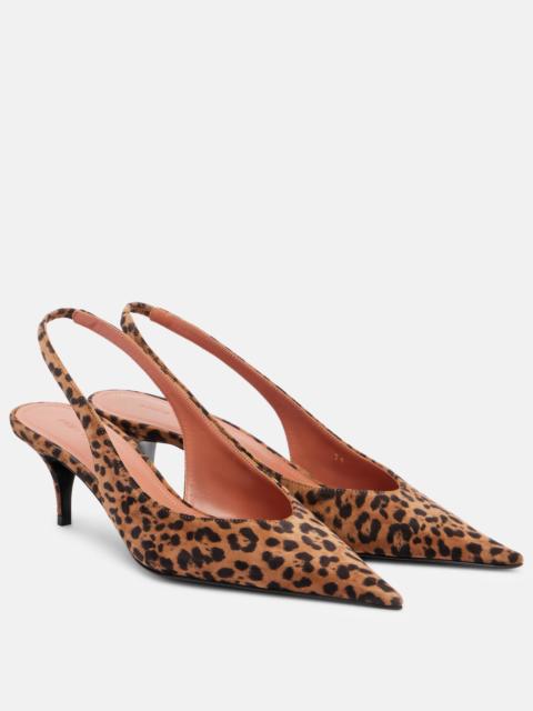 Amina Muaddi Anok 55 leopard-print suede slingback pumps