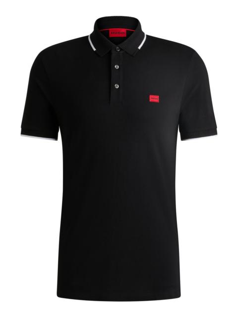 HUGO SLIM-FIT POLO SHIRT WITH RED LOGO LABEL