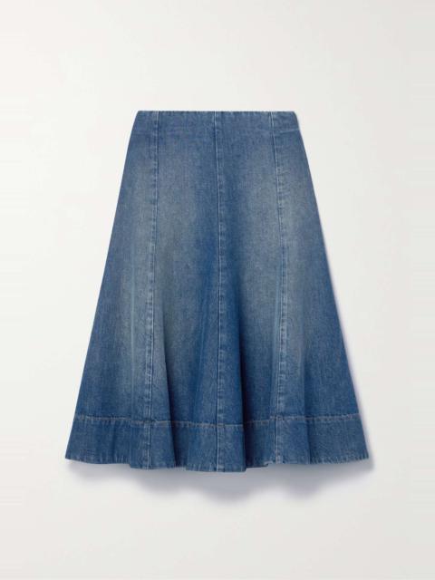 KHAITE Lennox denim midi skirt