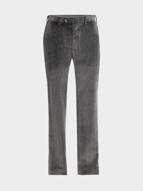 Men's Printed Corduroy Flat-Front Pants