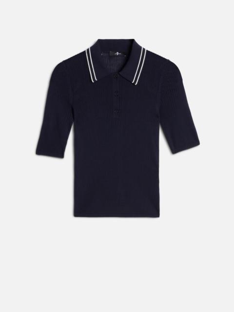 7 For All Mankind PIPED COLLAR POLO in Navy