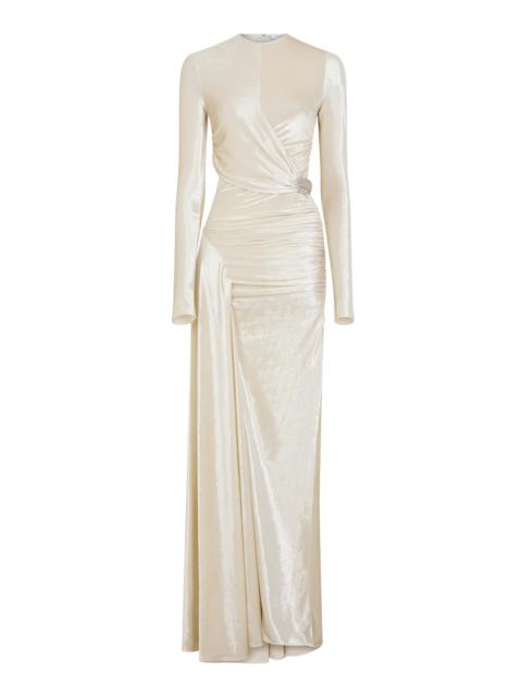 rabanne Stretch-Velvet Cutout Gown ivory