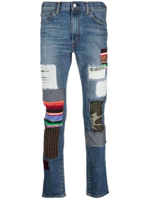 patchwork-detail slim-fit jeans