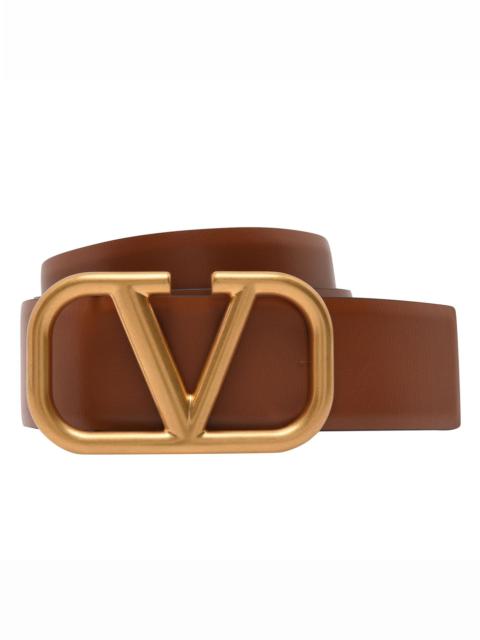 Reversible Vlogo Signature Belt In Glossy Calfskin 30 Mm for Woman in  Mauve/prune