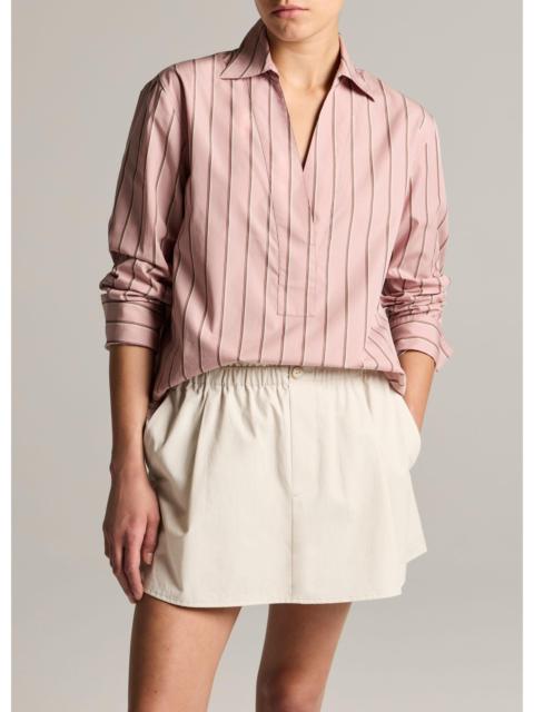 Vince Striped Cotton Relaxed Popover Shirt