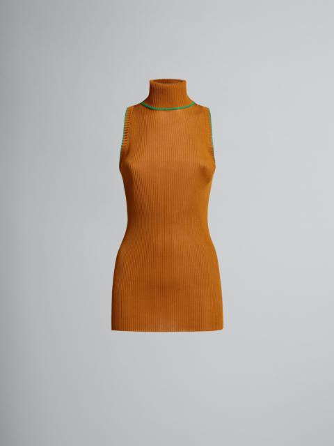 Marni GOLD RIBBED VISCOSE TURTLENECK SWEATER