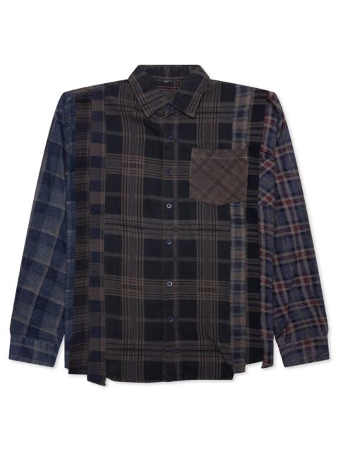 OVER DYE 7 CUTS WIDE SHIRT - BROWN