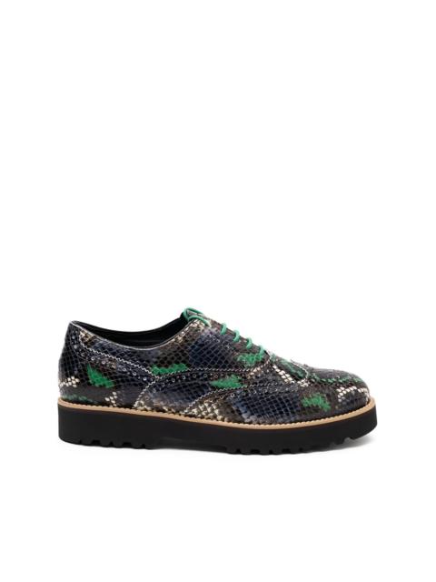 HOGAN snakeskin platform brogue boots