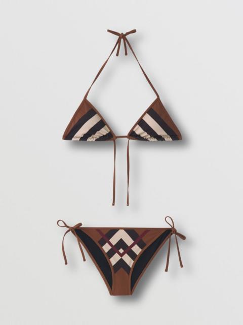 Burberry Chevron Check Stretch Nylon Triangle Bikini