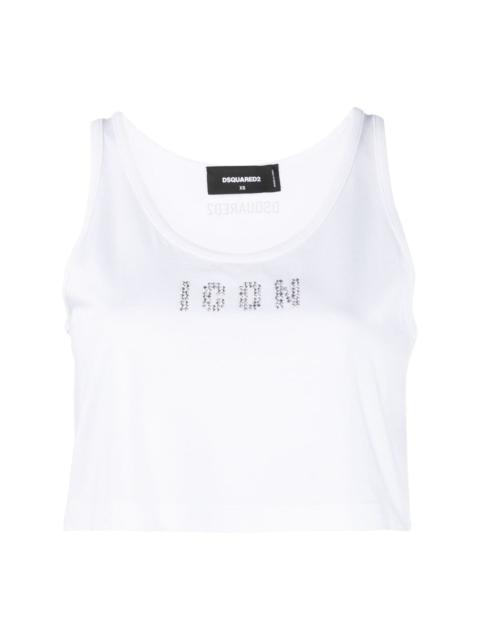 Icon embellished cotton crop top