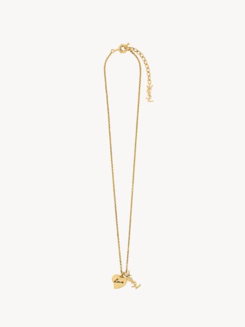 SAINT LAURENT CASSANDRE HEART NECKLACE IN BRASS