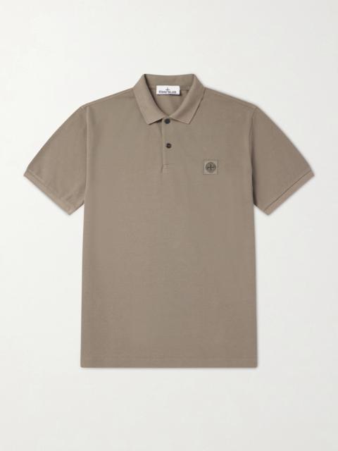 Stone Island Logo-Appliquéd Cotton-Piqué Polo Shirt