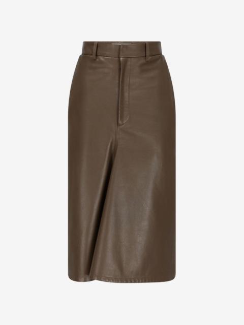 Victoria Beckham kick-detail leather midi skirt