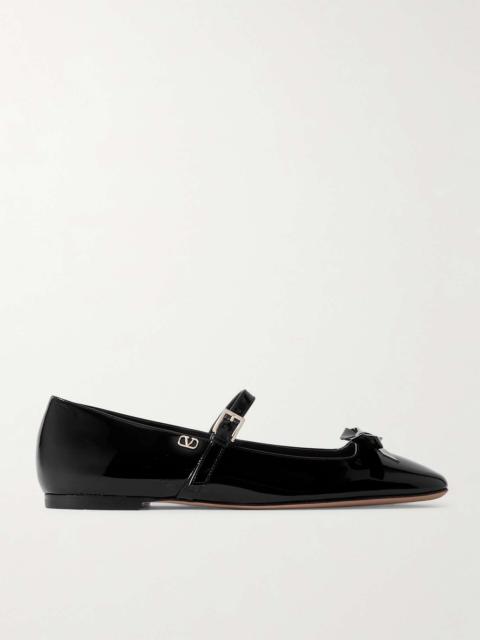 Valentino Bow-embellished patent-leather Mary Jane ballet flats
