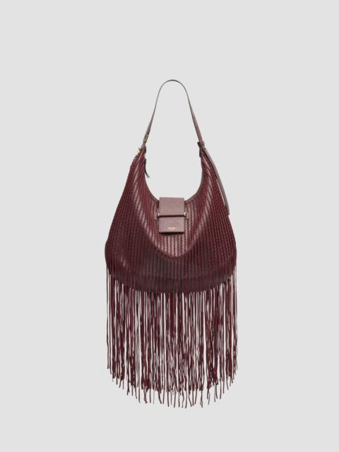 JIMMY CHOO Women's Medium Leather Hobo Bag - Deep Merlot Shiny Gold