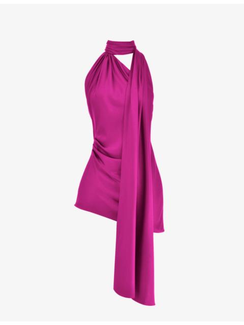 House of CB Aida asymmetric satin mini dress