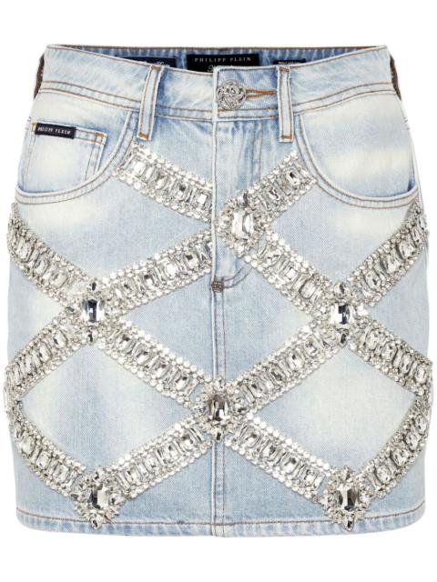 PHILIPP PLEIN denim brooch mini-skirt