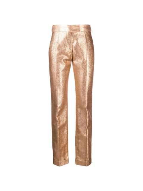 iridescent mid-rise tailored trousers