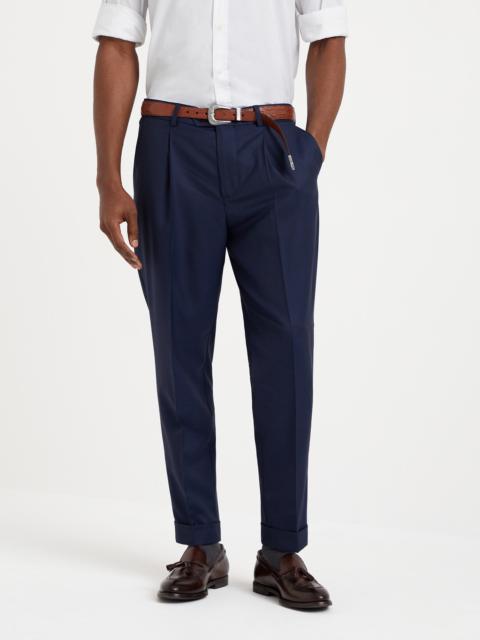 Brunello Cucinelli Virgin wool Prince of Wales leisure fit trousers with pleat