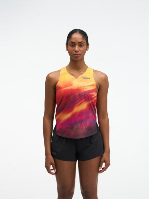 HOKA Women's Race Day Singlet Top in Hoka Citrust Prt