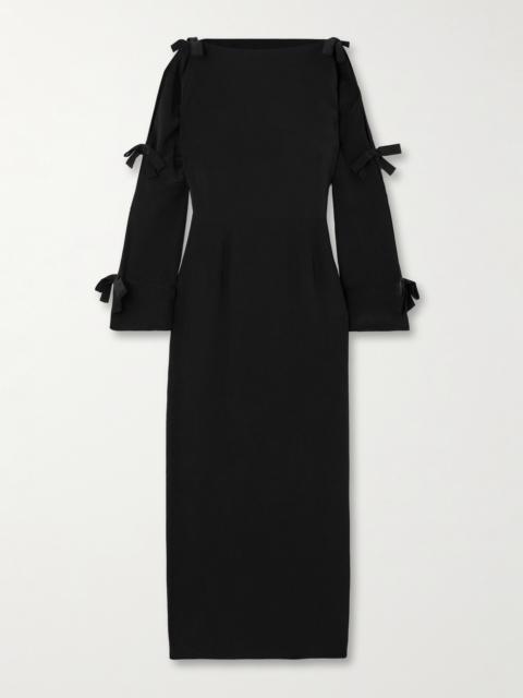BERNADETTE Bow-embellished Silk Crepe De Chine Midi Dress