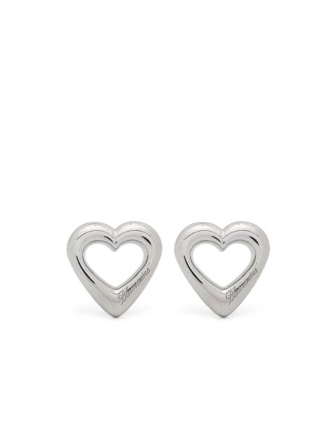 logo-engraved stud earrings