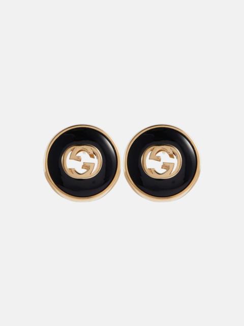 Interlocking G 18kt gold earrings with onyx