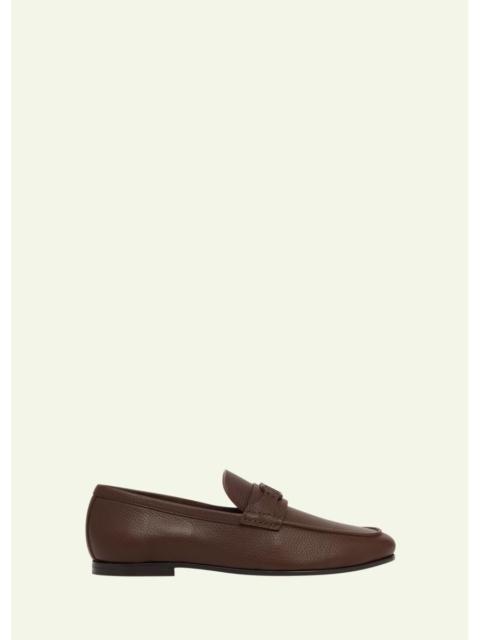 Valentino Men's V-Logo Grained Leather Loafers