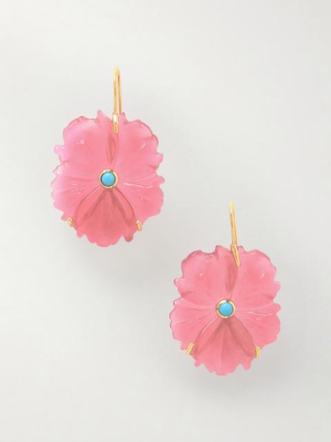LIZZIE FORTUNATO New Bloom gold-plated, glass and turquoise earrings Pink