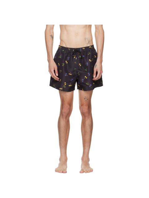 Paul Smith Black 'Cherries' Swim Shorts