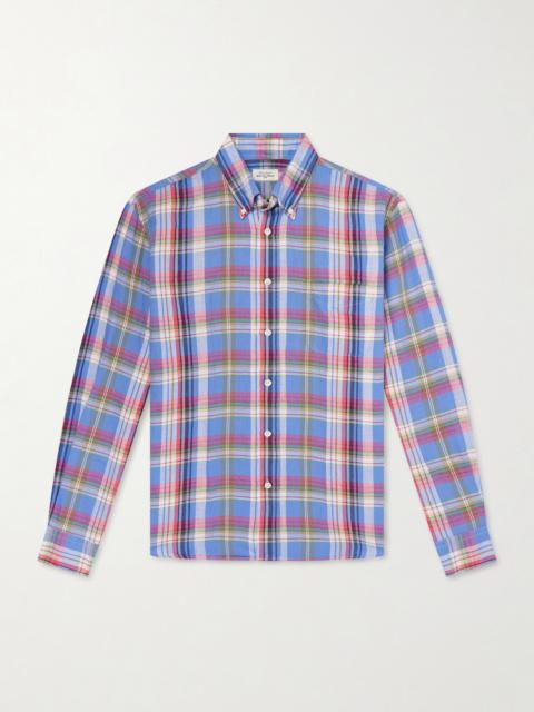 Hartford Button-Down Collar Checked Linen and Cotton-Blend Shirt