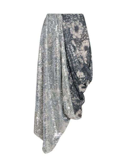 Maison Margiela Women's Sequin Floral Draped Midi-Skirt - Multicolor