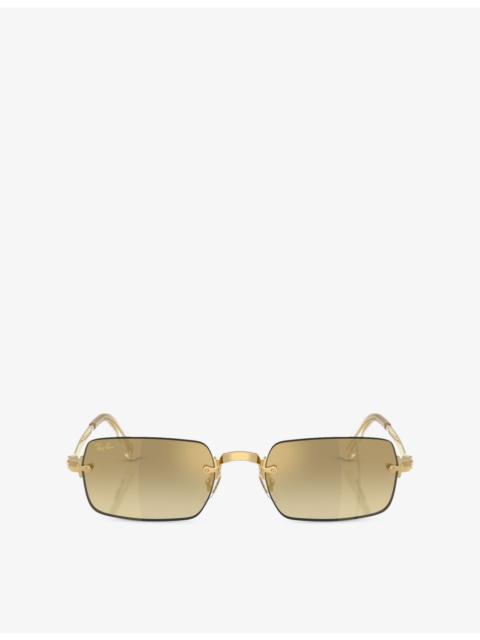 Ray-Ban RB3928 Rectangle-Frame Metal Sunglasses
