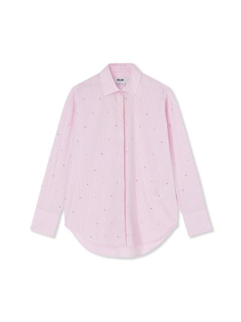 MSGM Poplin shirt with rhinestone application