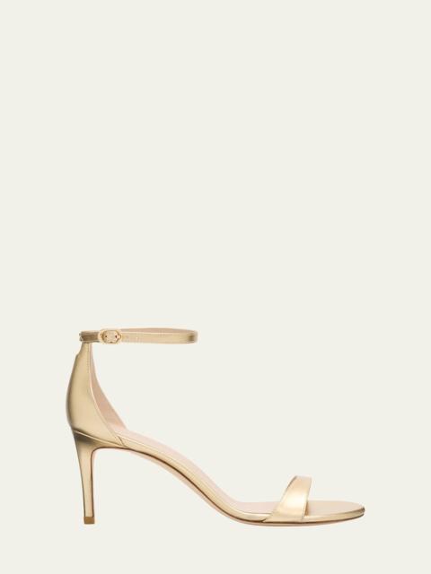 Stuart Weitzman Nudist II Metallic Ankle-Strap Sandals