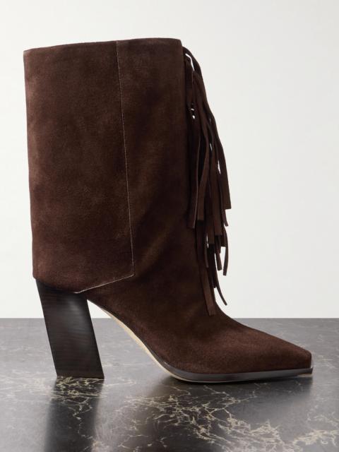 JIMMY CHOO Hart 85 Fringed Suede Boots