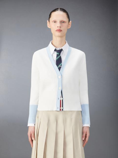Thom Browne floral-intarsia contrasting-trim cardigan