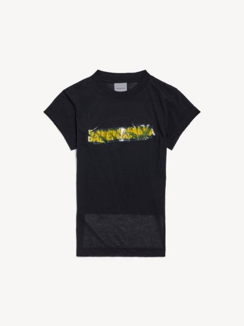 BALENCIAGA Women's Messy Spray Chopped Back T-shirt in Black