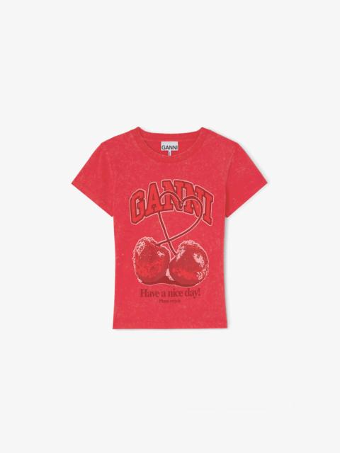 GANNI BABY FIT FUTURE T-SHIRT WITH CHERRY