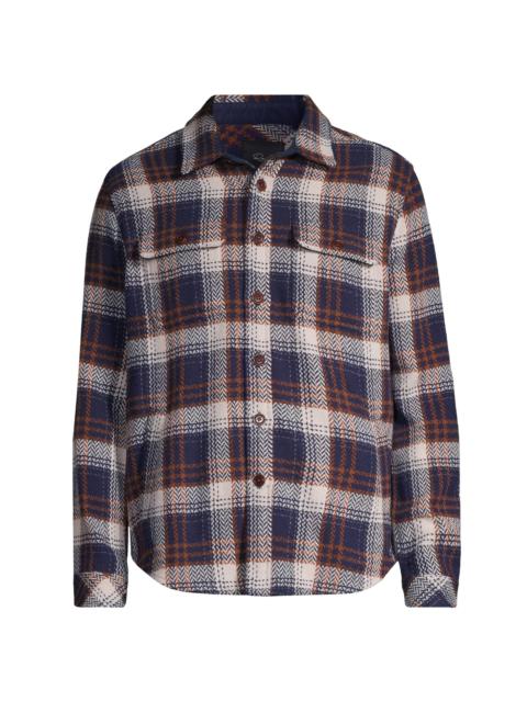 Rails Men's Berkshire Herringbone Plaid Button-Front Shirt Jacket - Navy Umber Cream