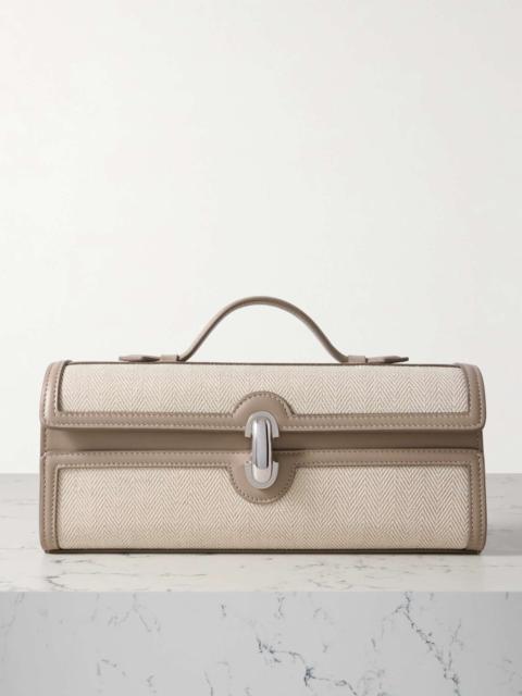 SAVETTE Slim Symmetry Pochette leather-trimmed herringbone linen tote Beige