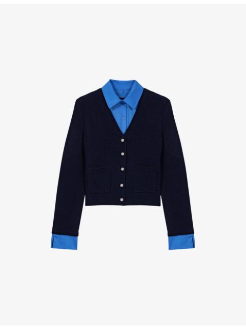 maje Short Two-In-One Wool Cardigan