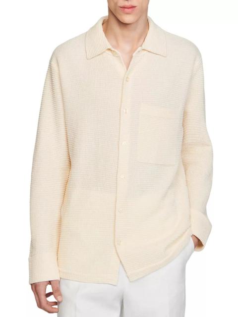 Sandro Chemise Coast Oversized Knit Button Shirt