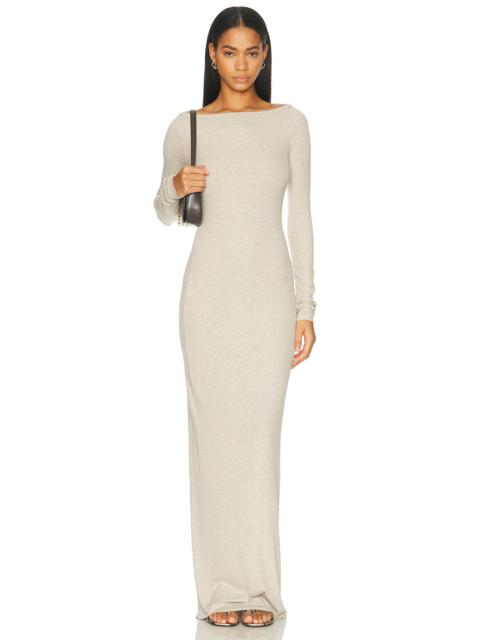 ÉTERNE Long Sleeve Boatneck Maxi Dress