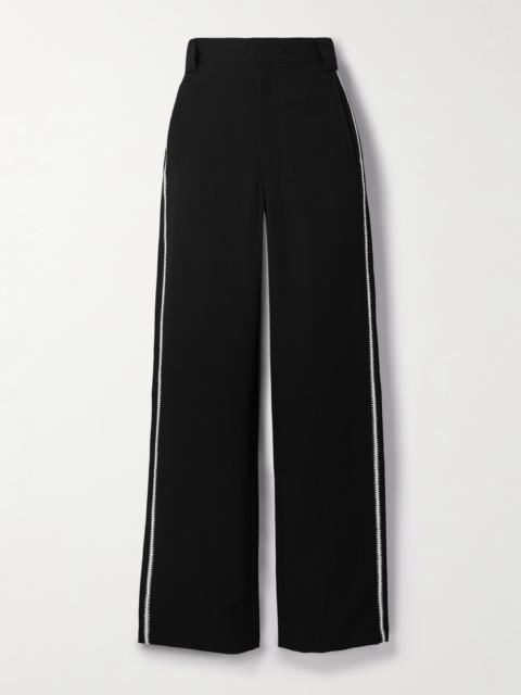 diotima Thirds Embroidered Wool-twill Straight-leg Pants
