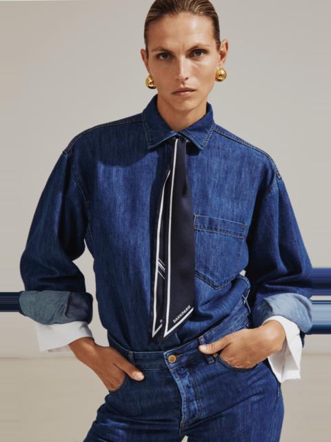 DARKPARK ANNE - SCARF ADORNED TENCEL DENIM TAILORED SHIRT
